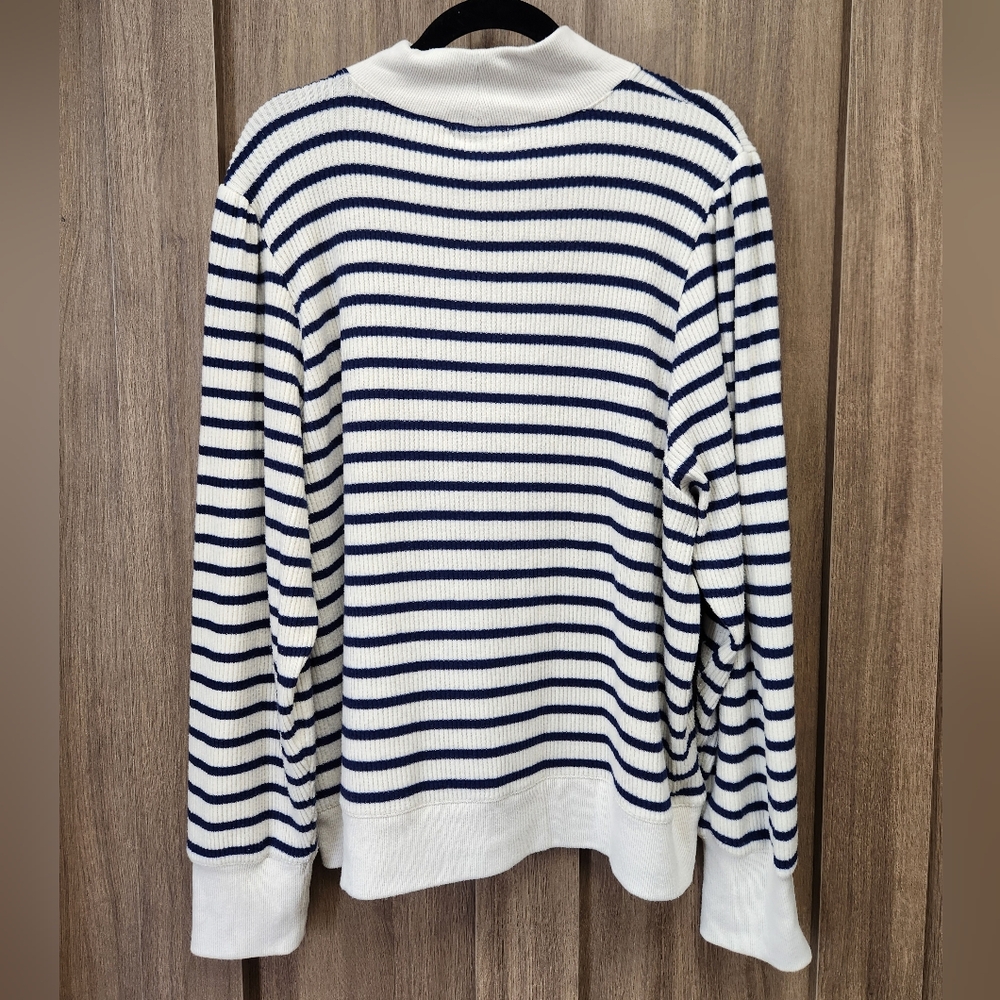 Plus-size J. Crew Cream and Navy Striped Sweater - Picture 2 of 5